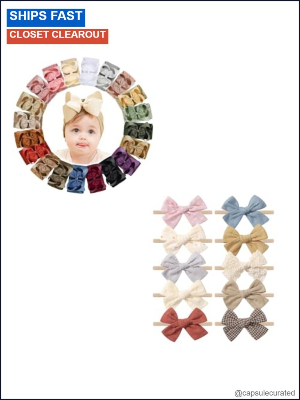 Handmade Baby Girl Bows Headbands Nylon Linen Hair Accessories Set